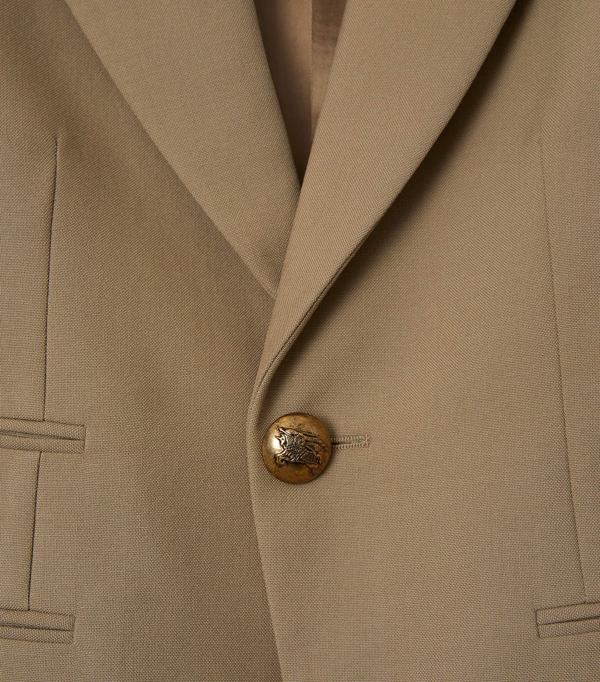 Beige Wool Single-Breasted Blazer