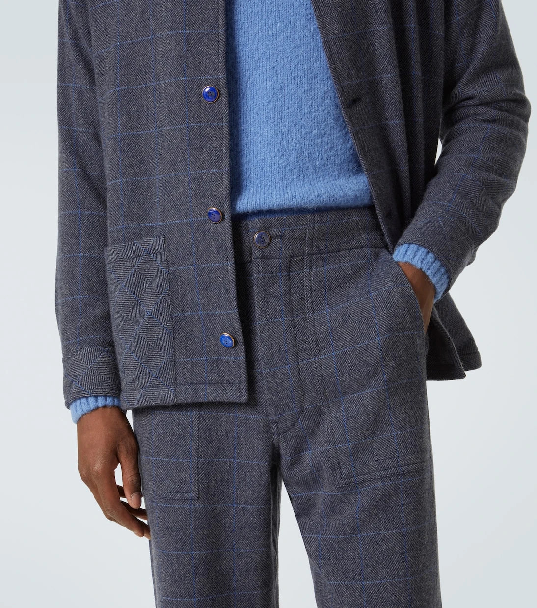 God's True Cashmere - Herringbone checked cashmere straight pants