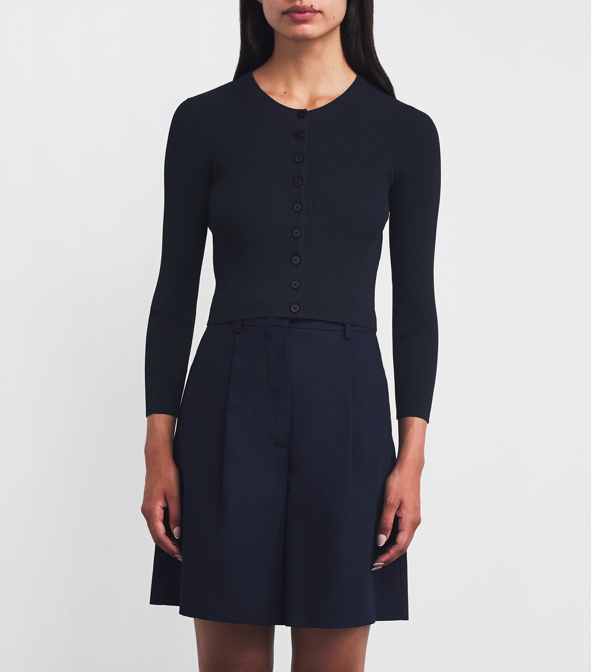 Weekend Max Mara Blue Rib-Knit Cropped Cardigan