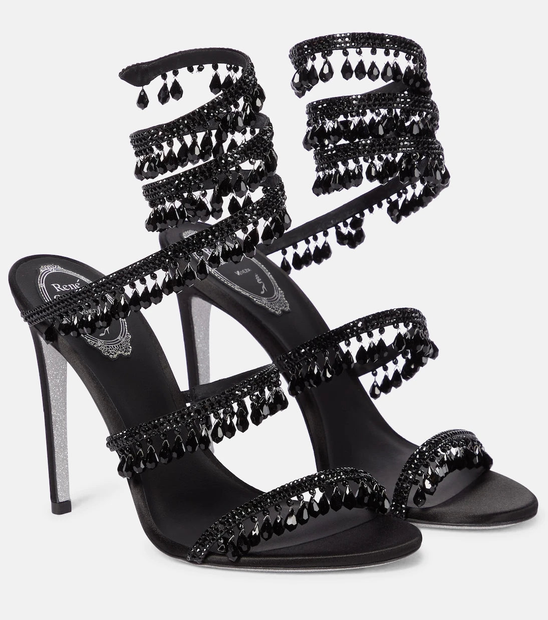 Rene Caovilla - Chandelier embellished satin sandals
