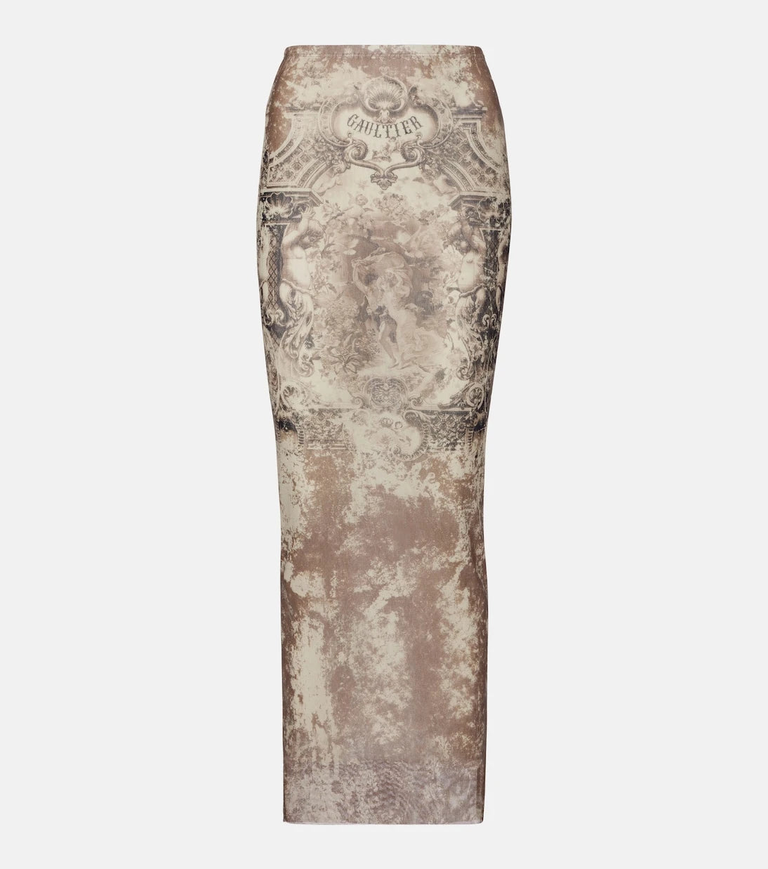 Jean Paul Gaultier - Médallion printed mesh midi skirt