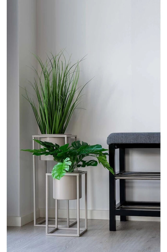 House Nordic Marla 17 x 31 / 19,5 x 50,5 cm (2 Parça) Izgaralı Saksı Seti