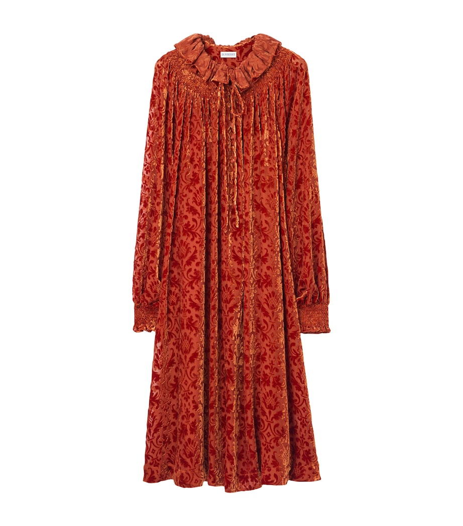 Burberry Red Velvet Devoré Midi Dress