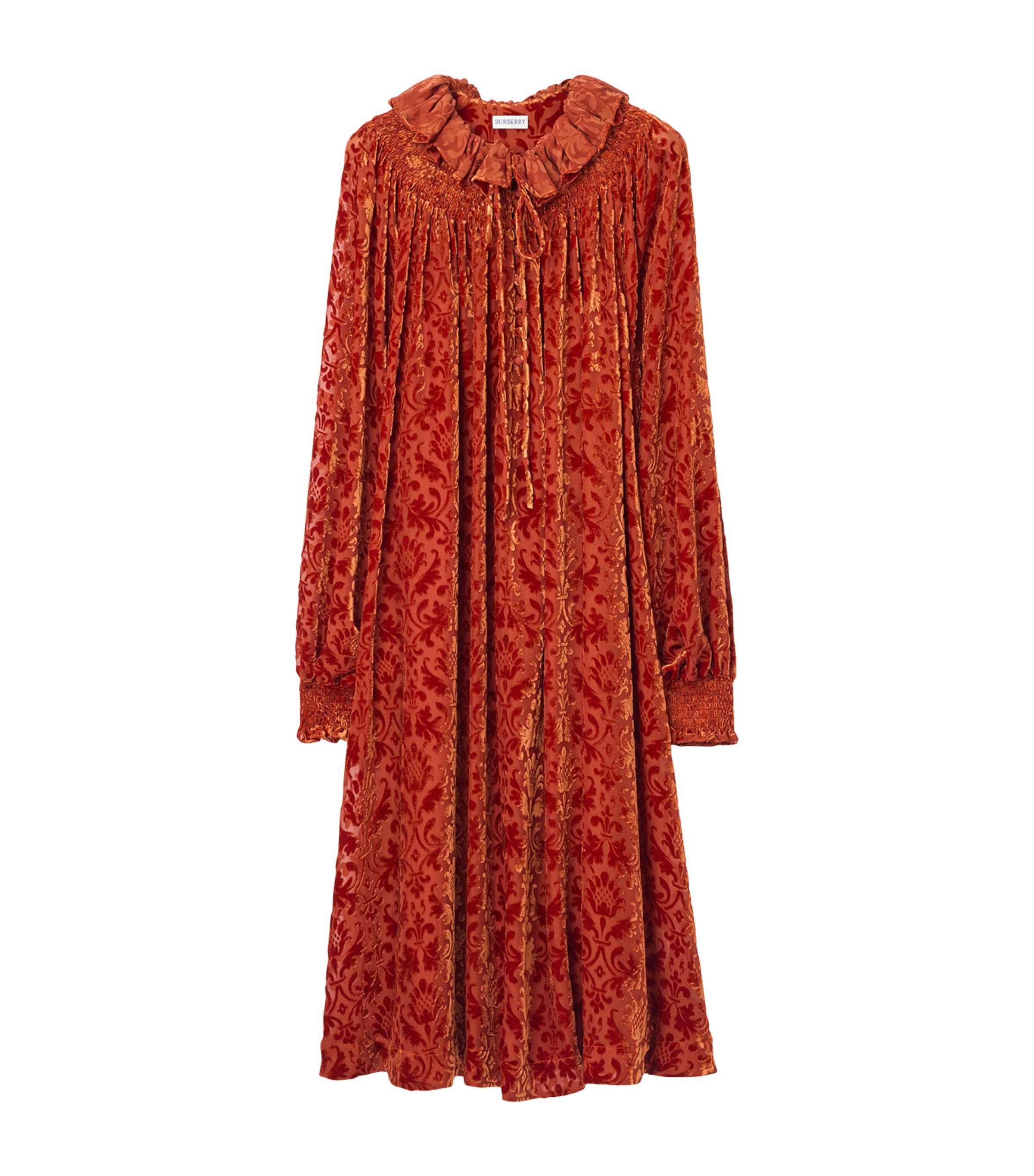 Burberry Red Velvet Devoré Midi Dress