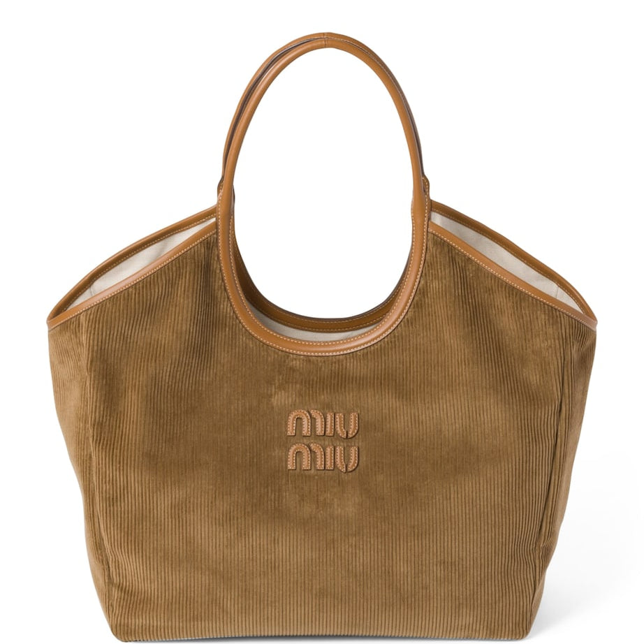 Miu Miu Brown Large Corduroy Ivy Tote Bag
