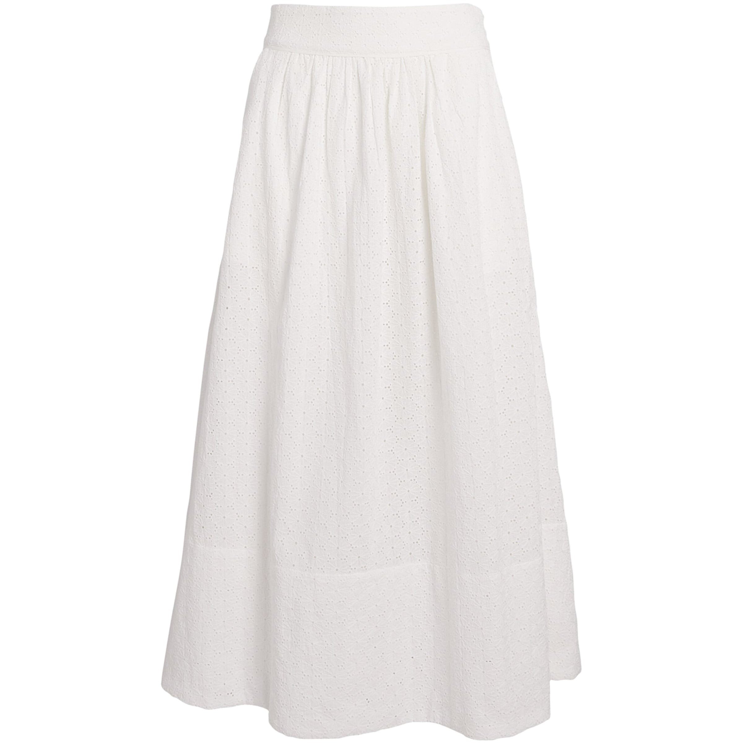 White Cotton Ojai Midi Skirt