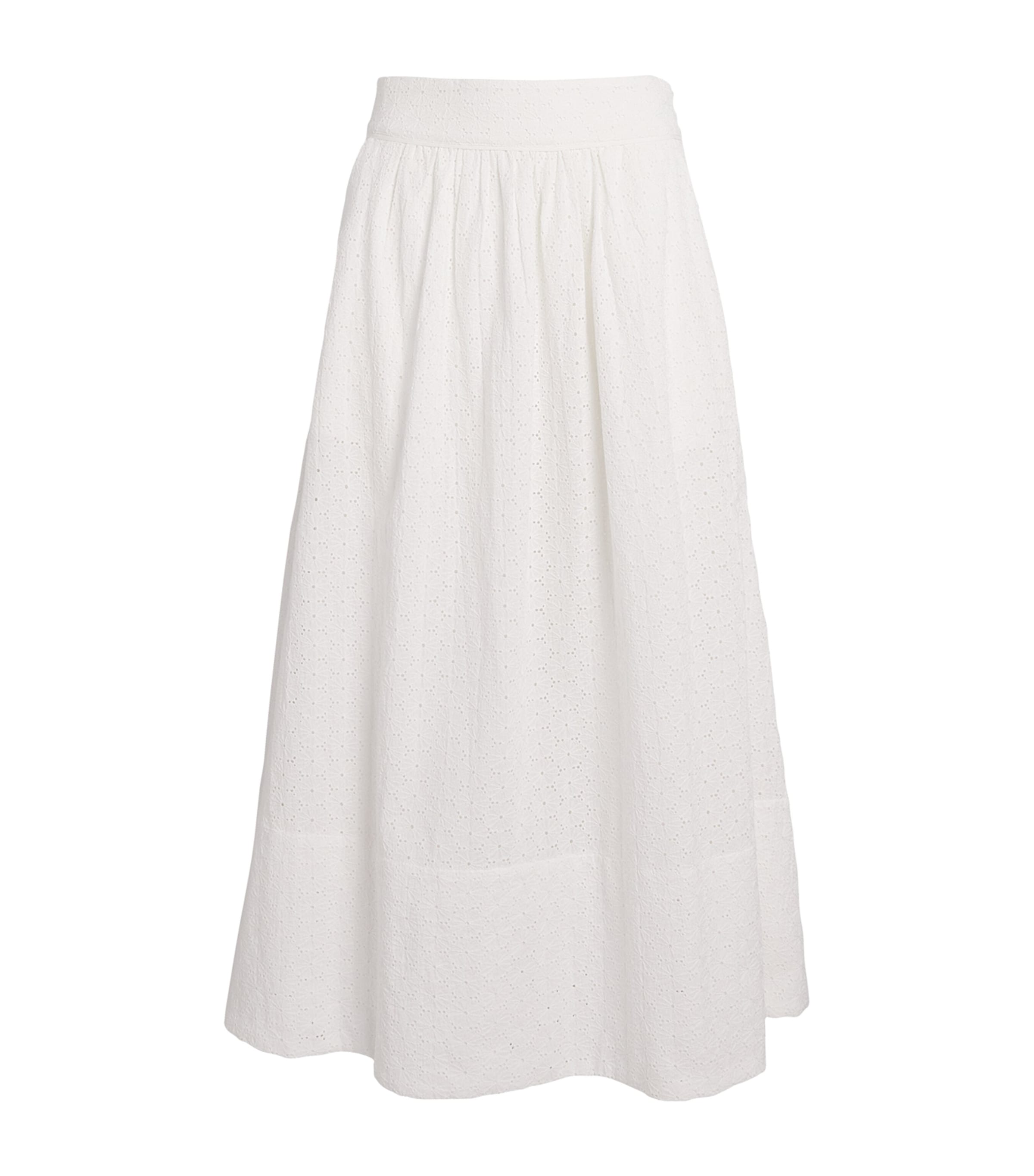 White Cotton Ojai Midi Skirt