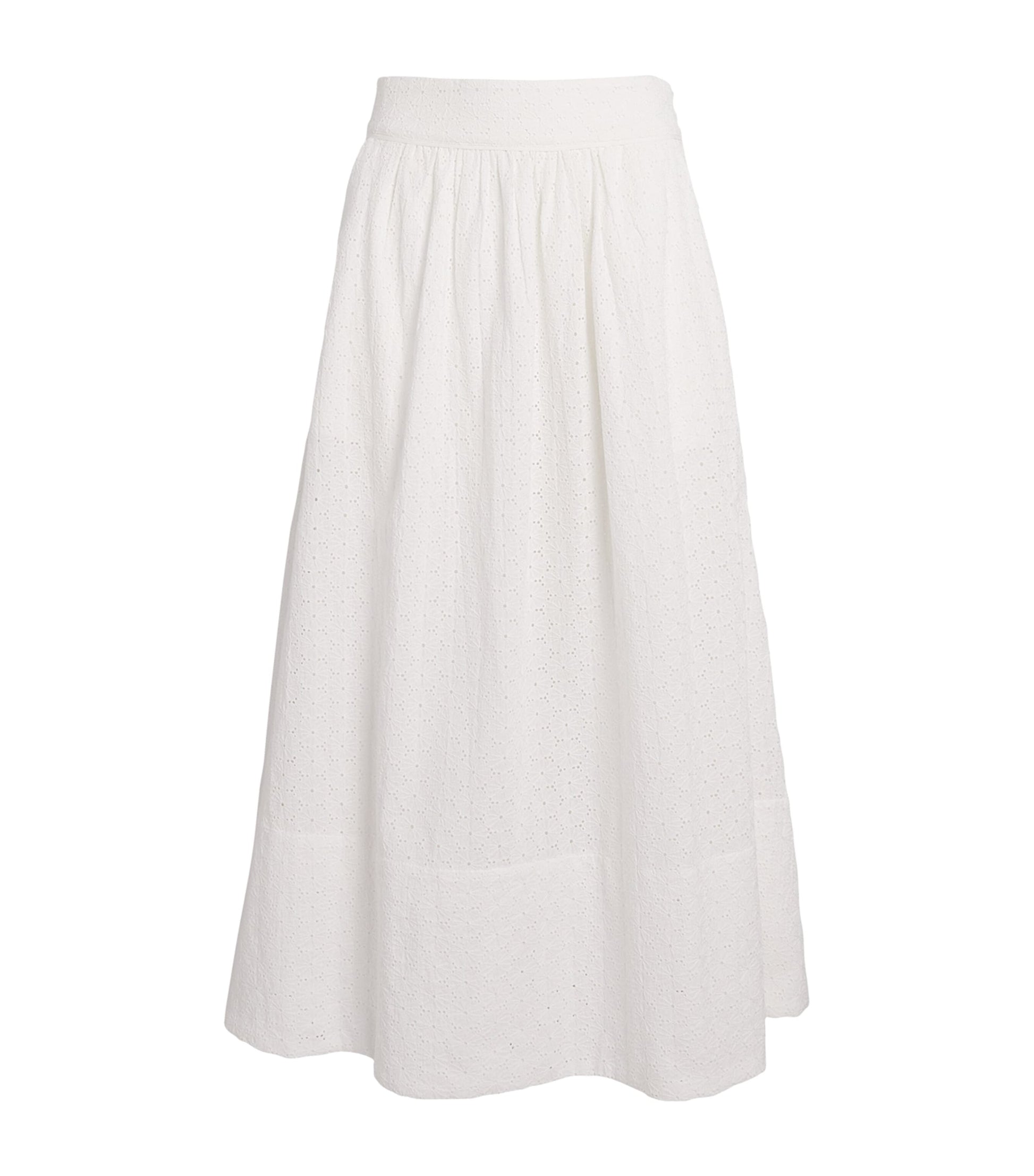White Cotton Ojai Midi Skirt
