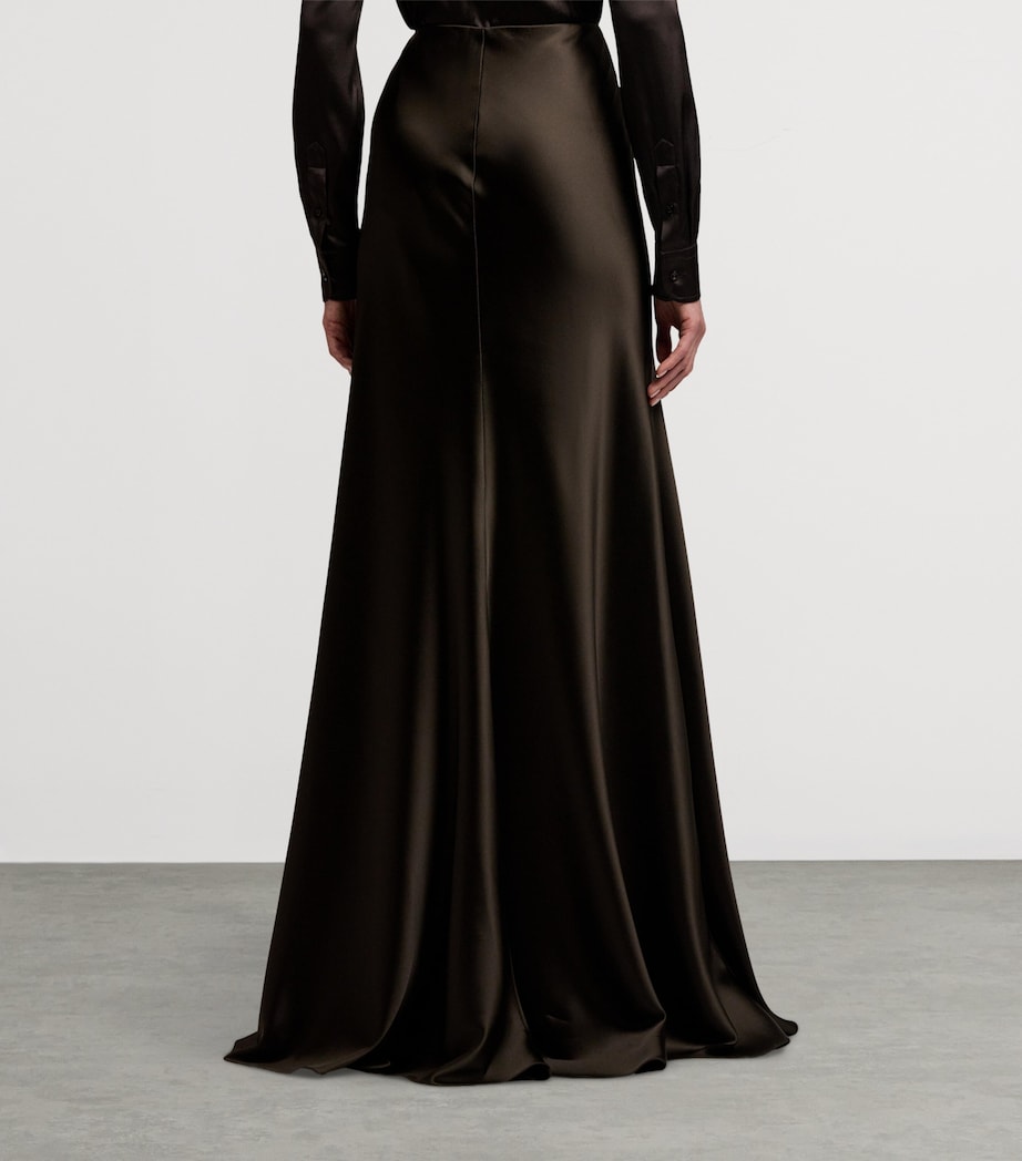 Ralph Lauren Collection Brown Stretch-Satin Masina Maxi Skirt