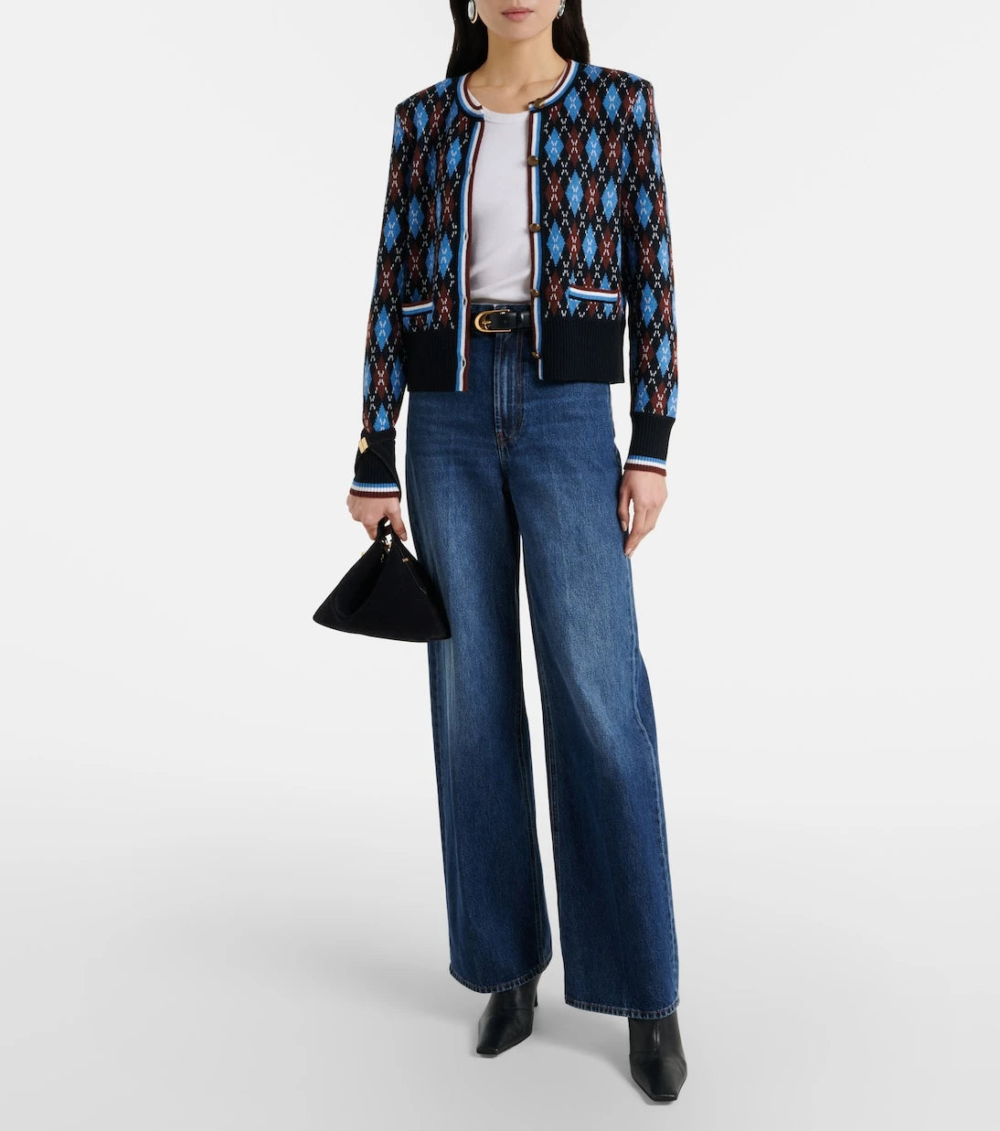 Veronica Beard - Sylvane argyle wool and cotton cardigan