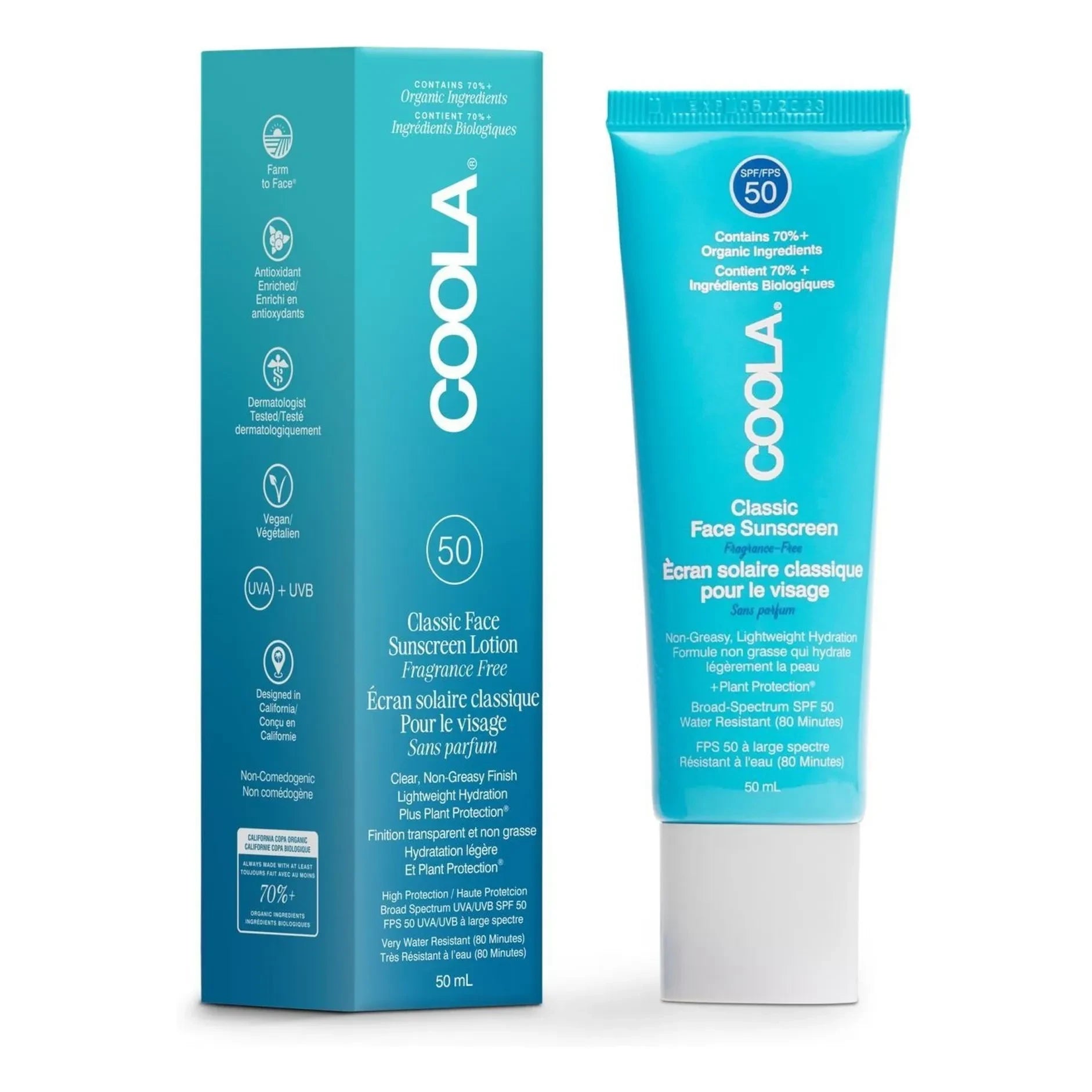 Coola - SPF50 Fragrance-Free Face Sunscreen Cream - 50ml