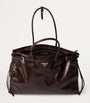 Prada Brown Large Leather Buckle Tote Bag