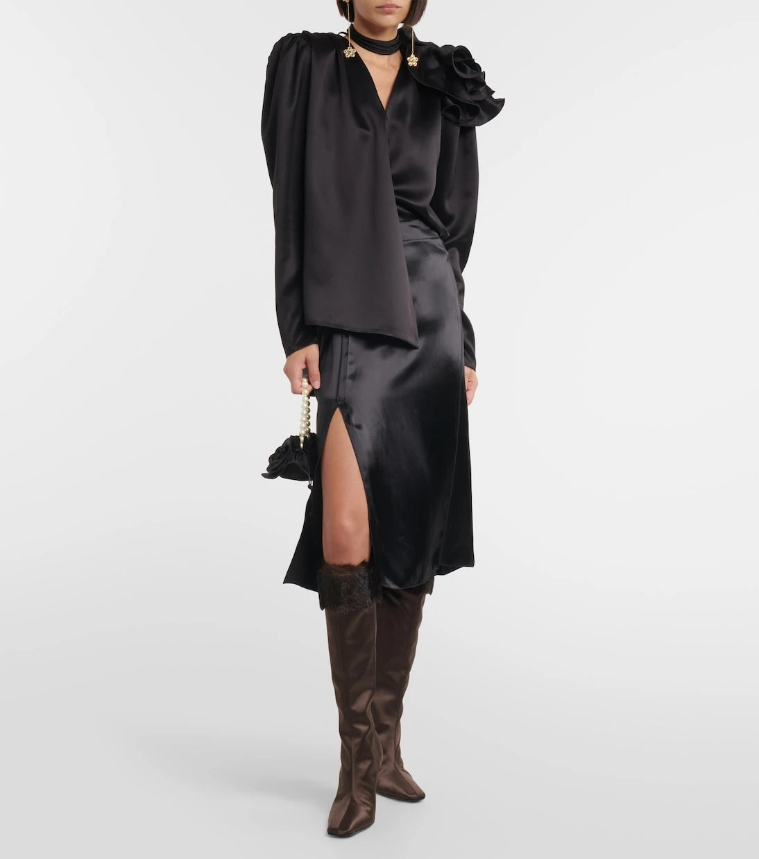 Magda Butrym - Faux satin knee-high boots