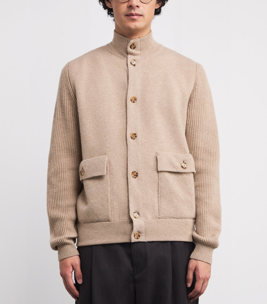 Lardini Wool-Blend High-Neck Cardigan