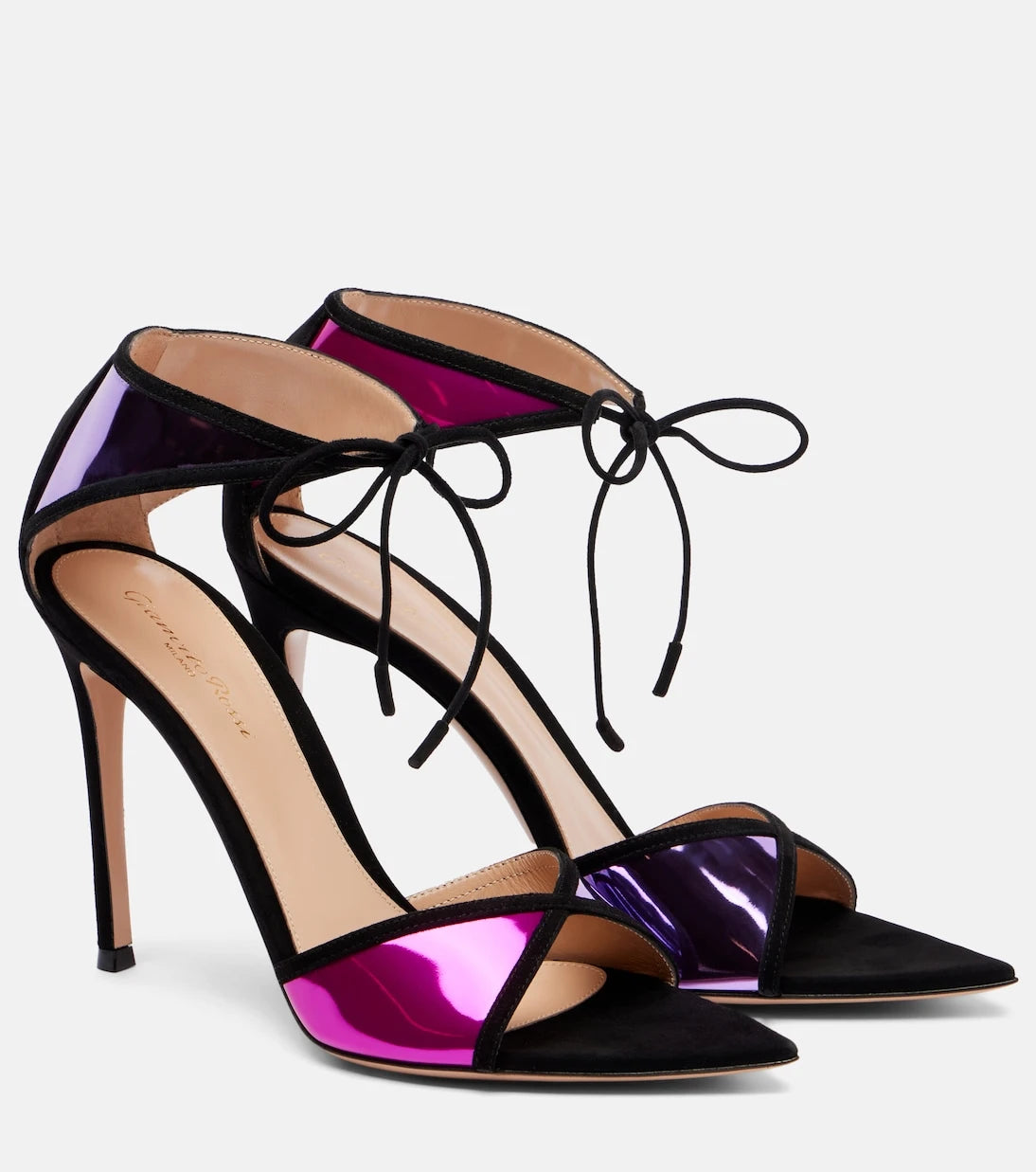 Gianvito Rossi - Confetti suede-trimmed metallic leather pumps
