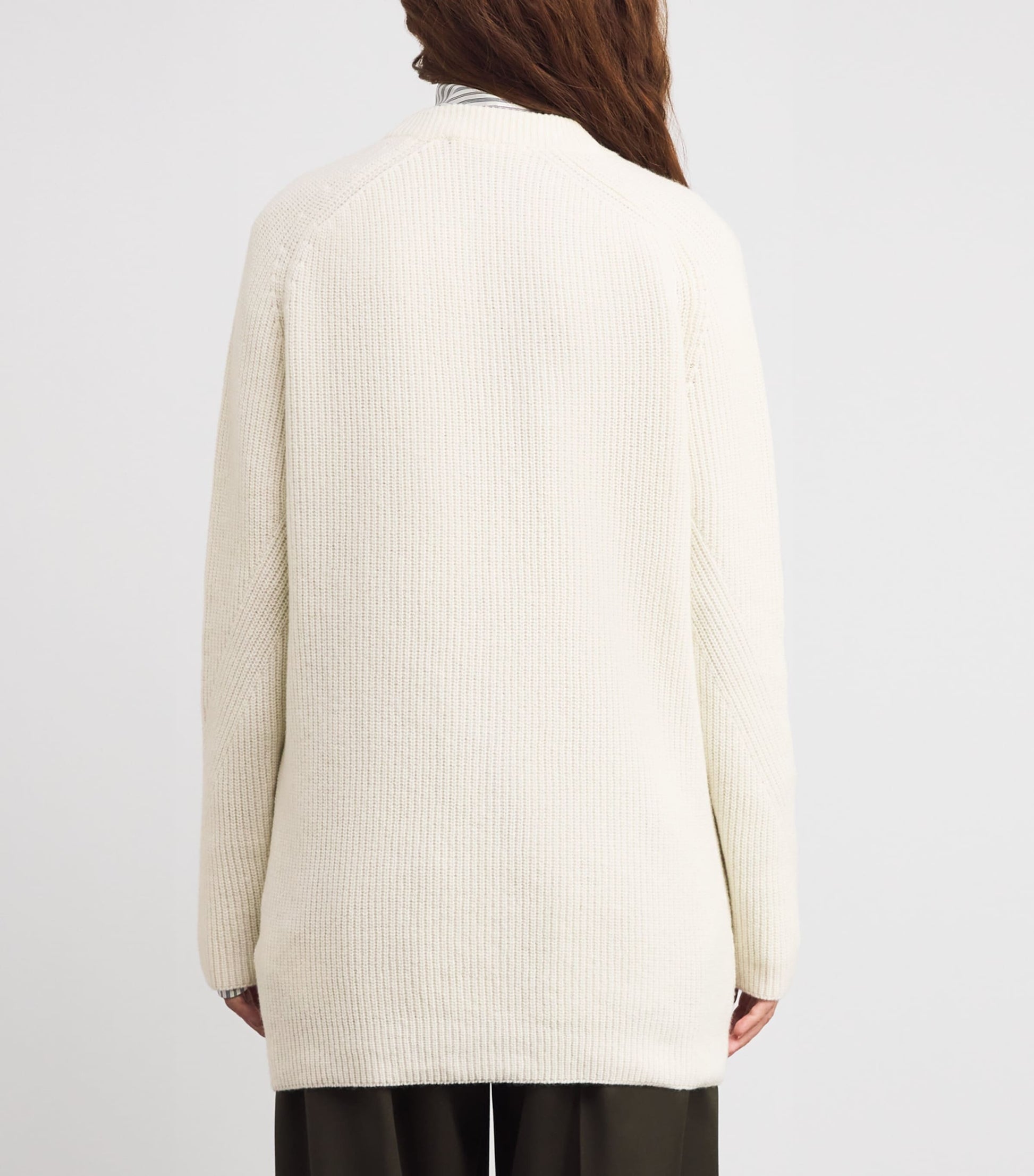 Falke White Virgin Wool-Blend Longline Cardigan