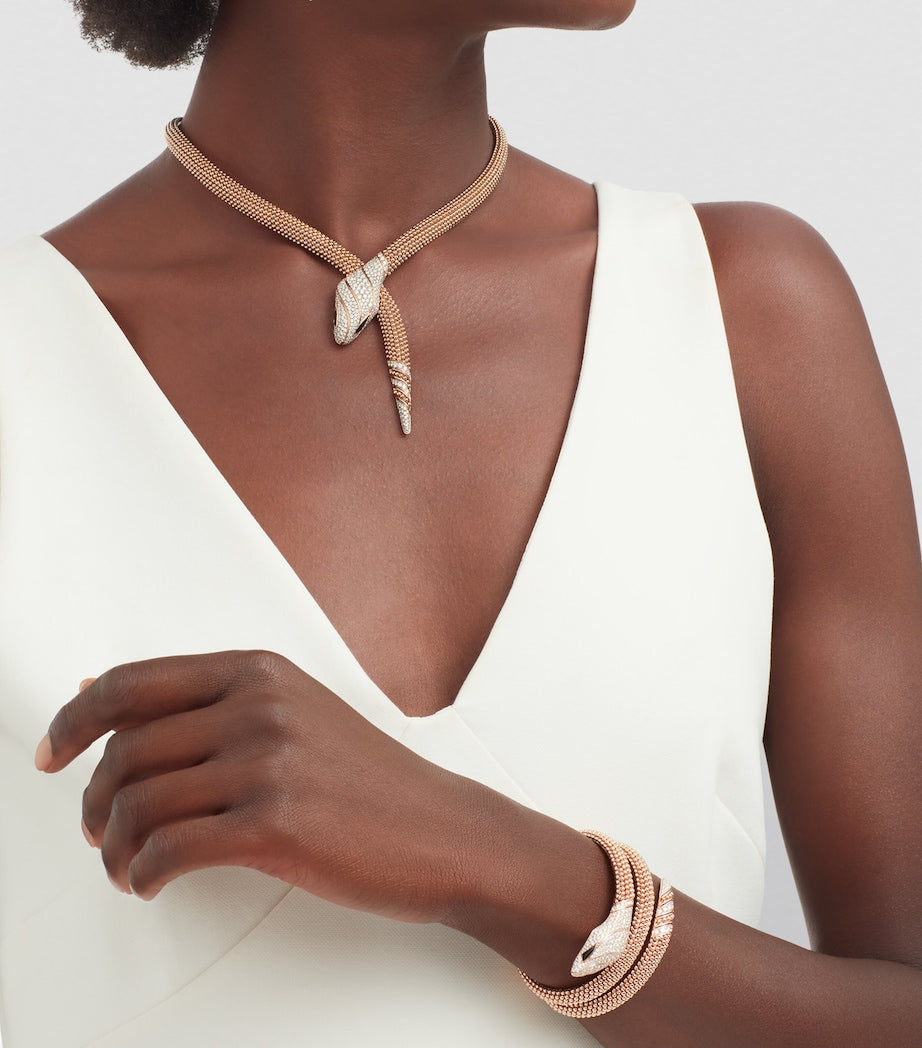 Rose Gold and Diamond Serpenti Pallini Cuff Bracelet