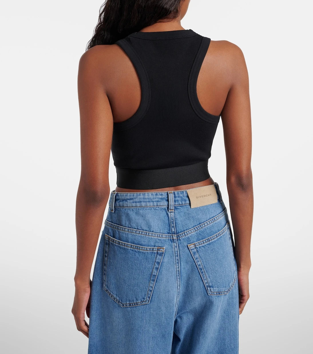 Givenchy - Logo ribbed-knit cropped cotton tank top