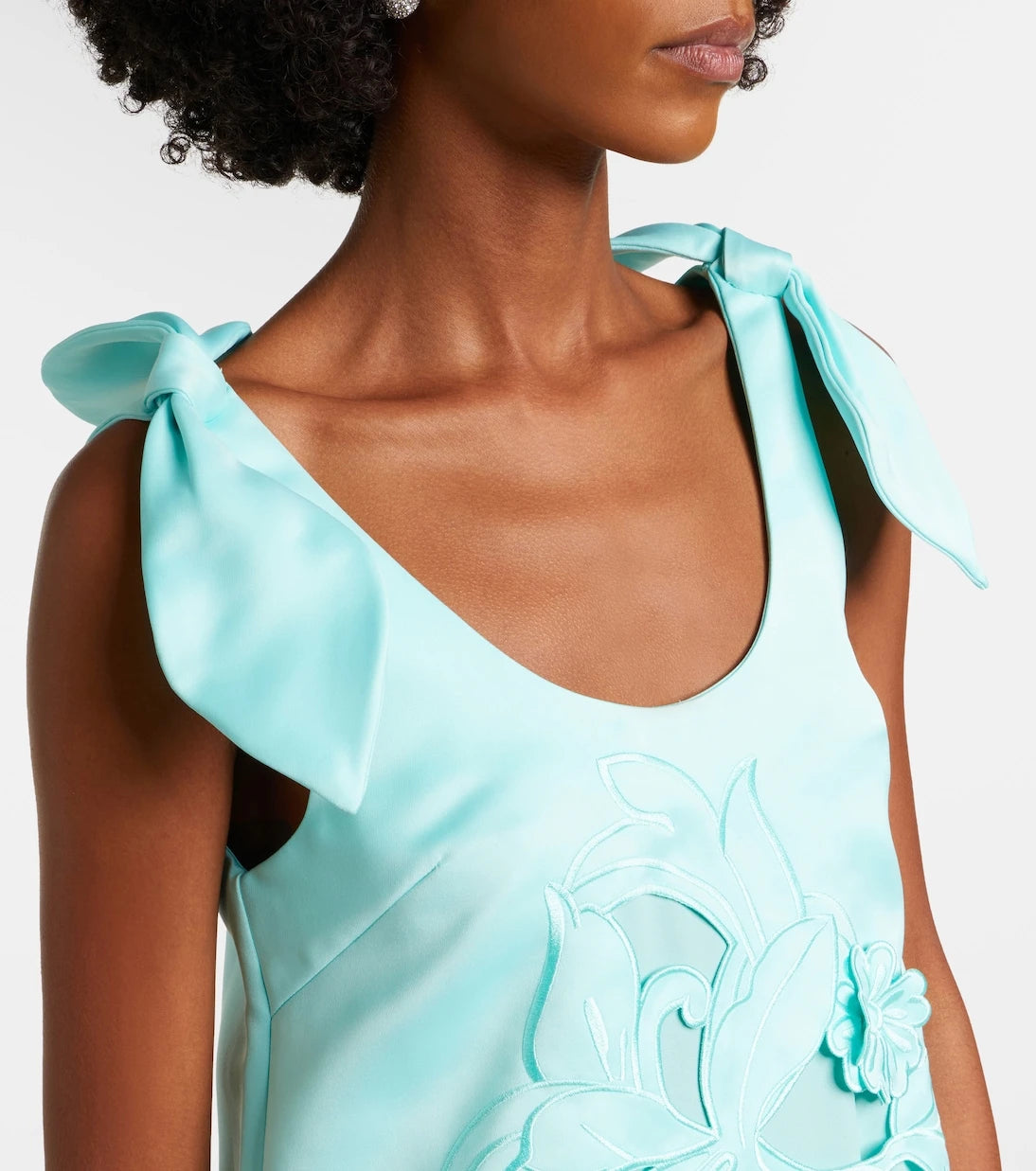 Leo Lin - Harper bow-detail embroidered minidress