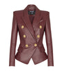 Balmain Brown Lambskin Double-Breasted Blazer