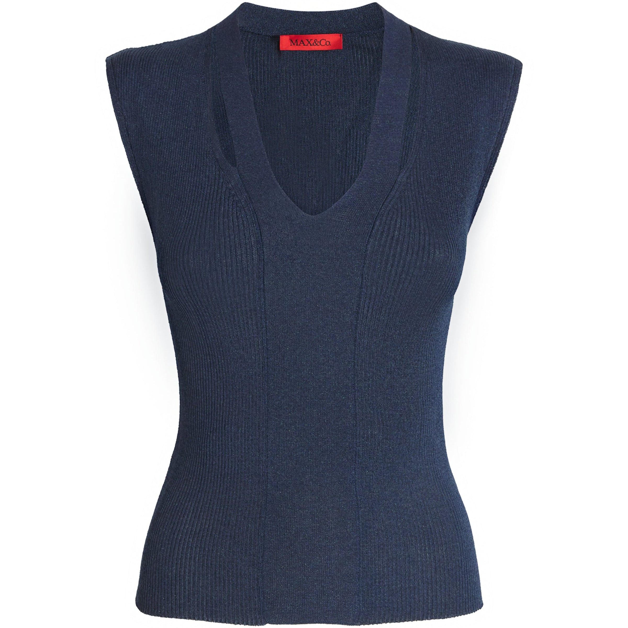 MAX&Co. Blue Knitted Cut-Out Top