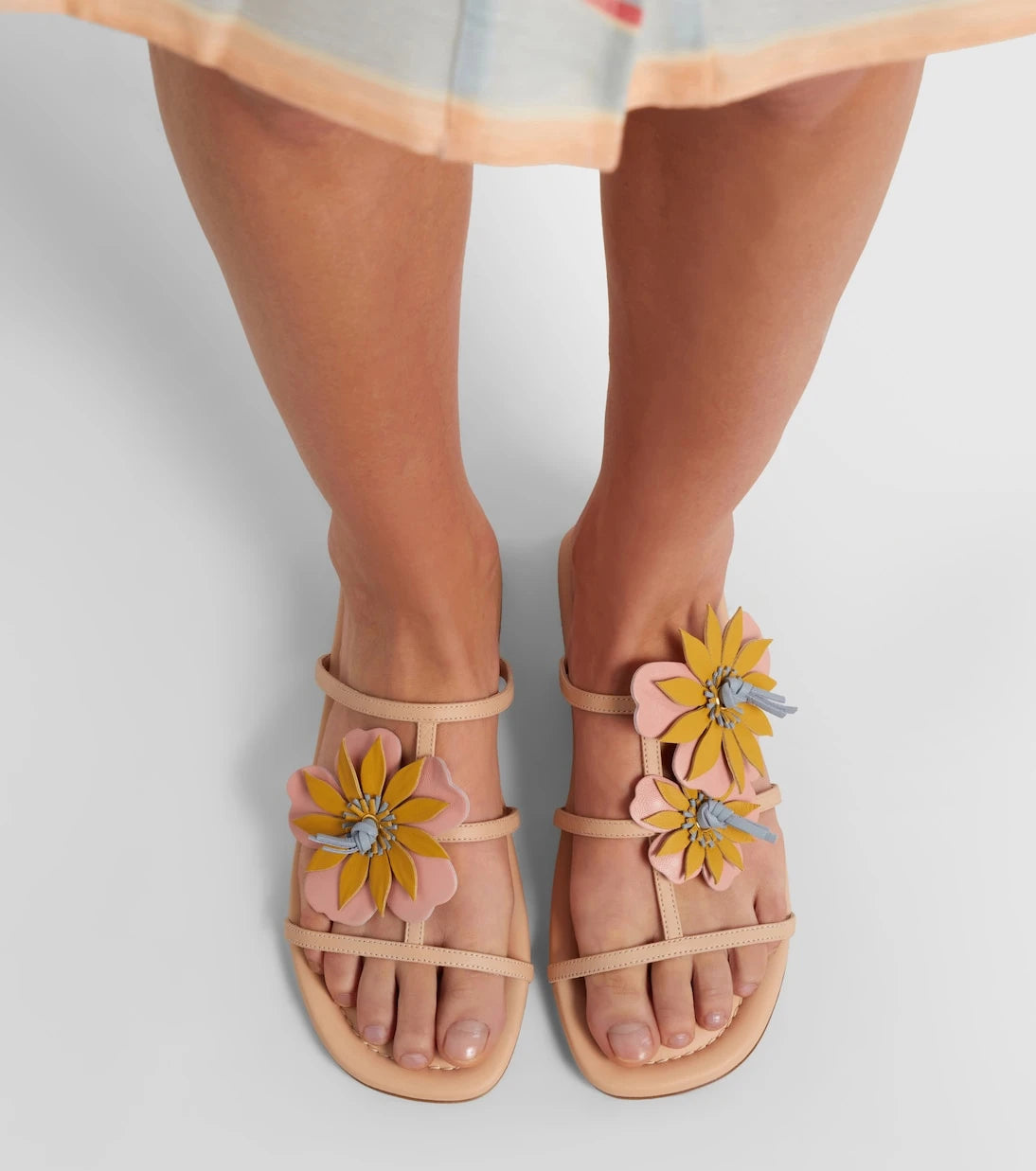 Zimmermann - Lilia floral-appliqué leather sandals