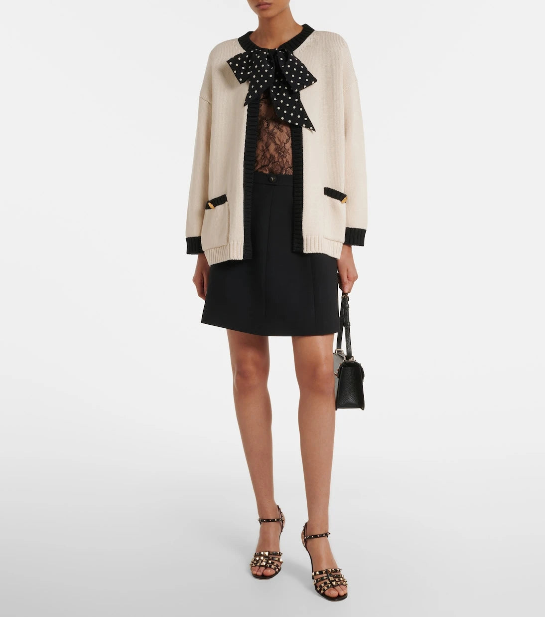Valentino - Bow-detail cotton-blend cardigan