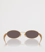 Bottega Veneta Gold Oval Sardine Sunglasses