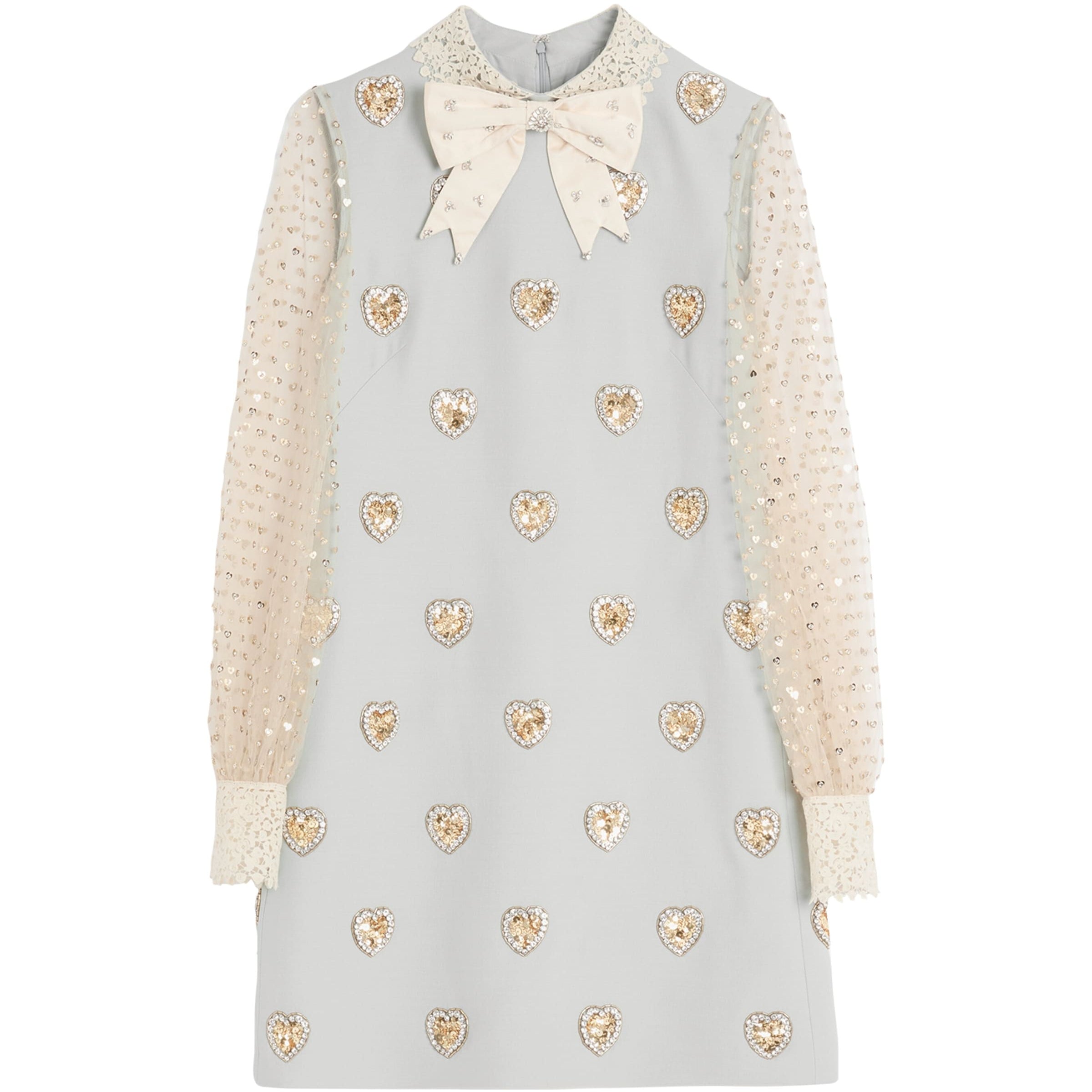 Valentino Blue Wool-Silk Embroidered Mini Dress