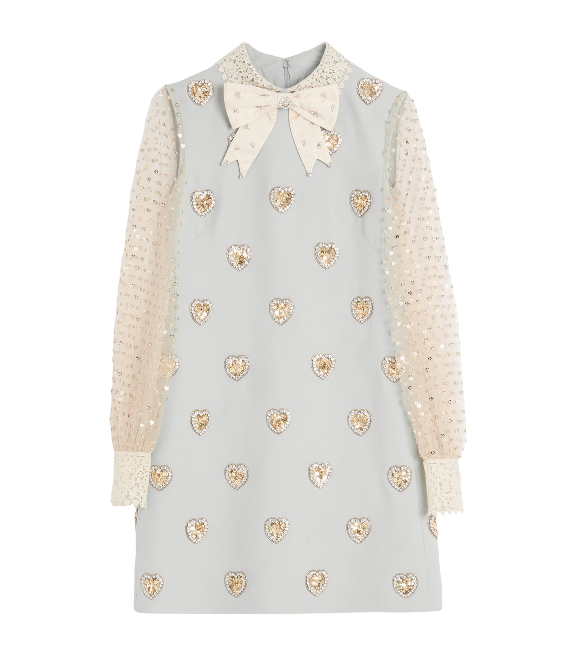 Valentino Blue Wool-Silk Embroidered Mini Dress