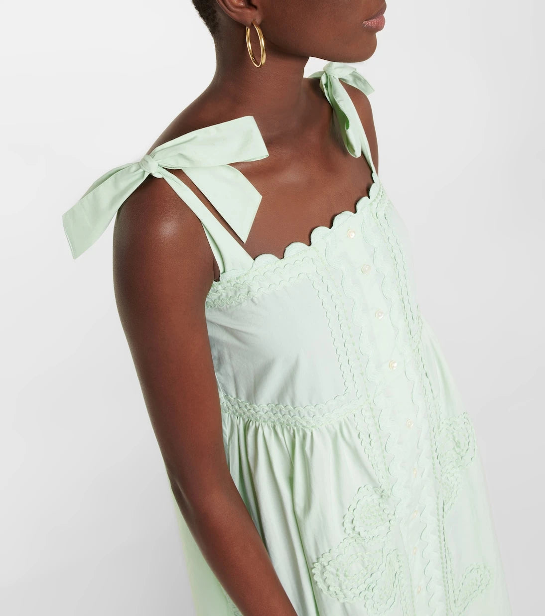 Juliet Dunn - Self-tie cotton poplin midi dress