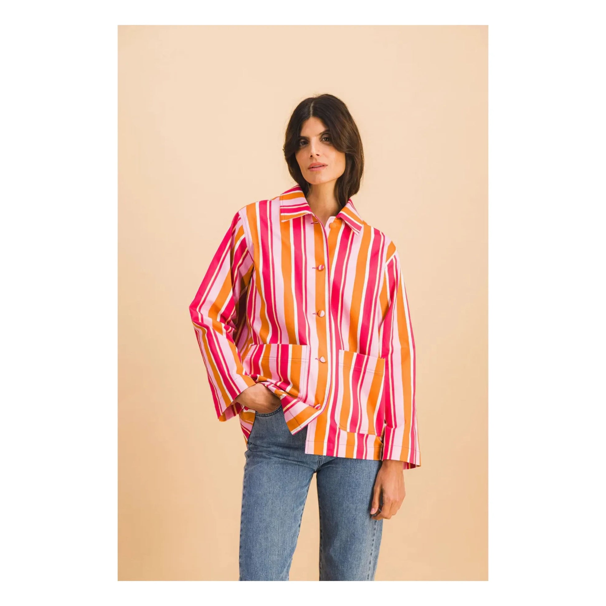 Elise Chalmin - Lucie Cotton Stripe Jacket | Pink