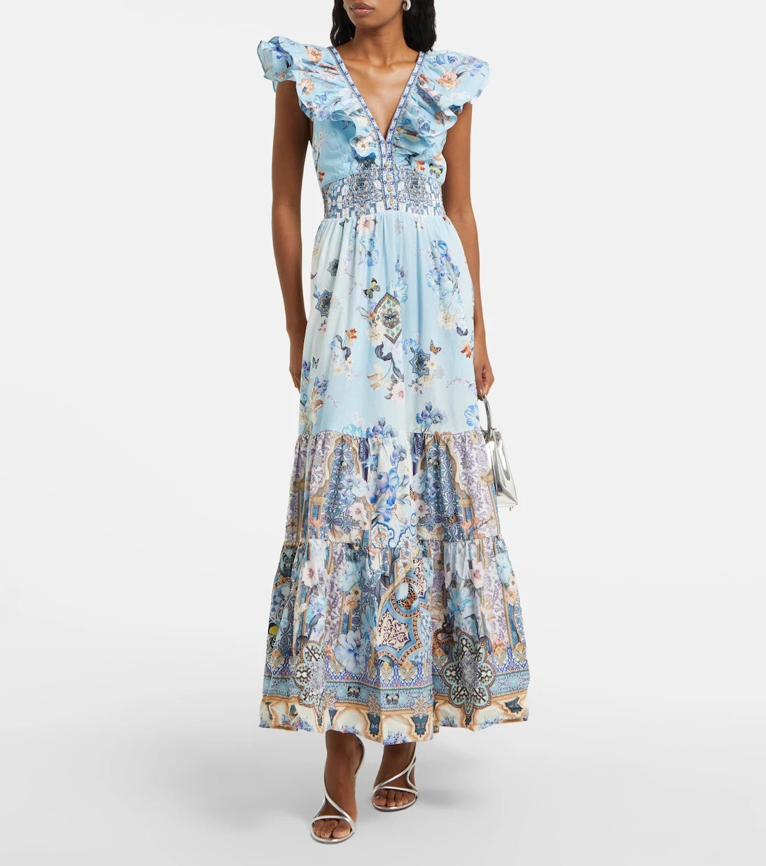Camilla - Shirred floral cotton maxi dress
