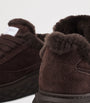 Jimmy Choo Brown Diamond Maxi Retro Suede-Shearling Sneakers