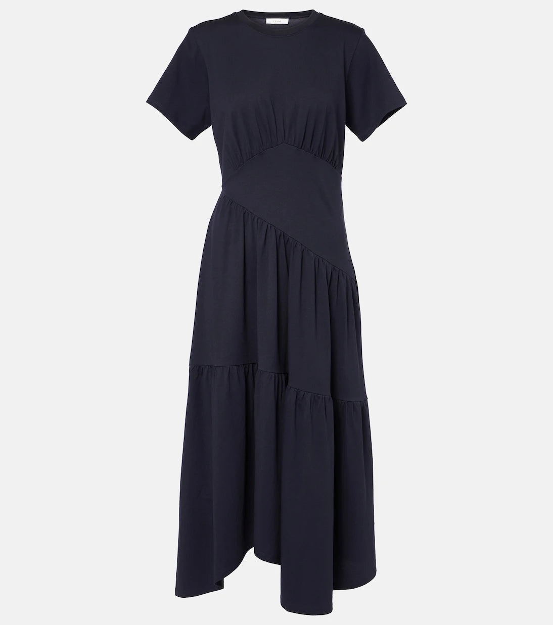 Frame - Gathered paneled cotton midi dress