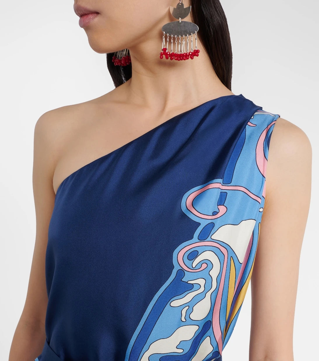 La DoubleJ - Roy printed one-shoulder silk twill maxi dress
