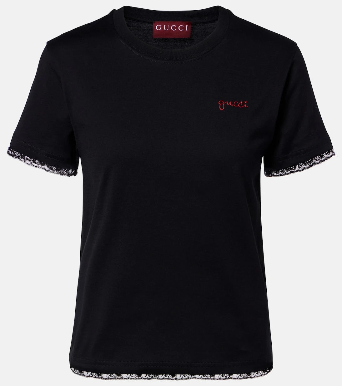 Gucci - Camiseta de jersey de algodón bordada con encaje