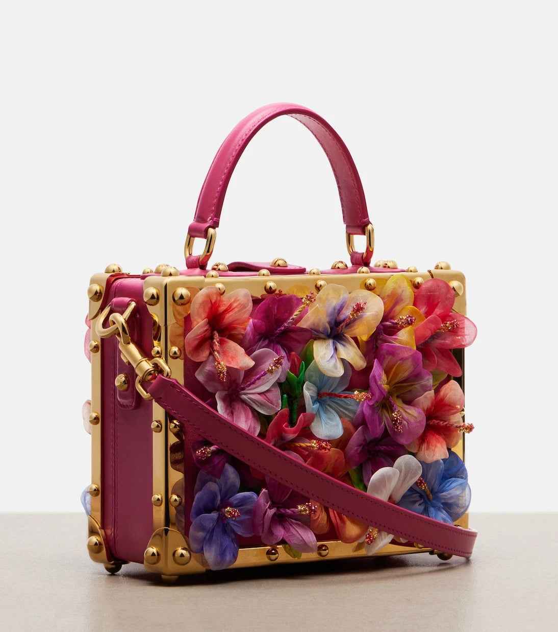 Dolce&Gabbana - Dolce Box floral-appliqué leather box bag