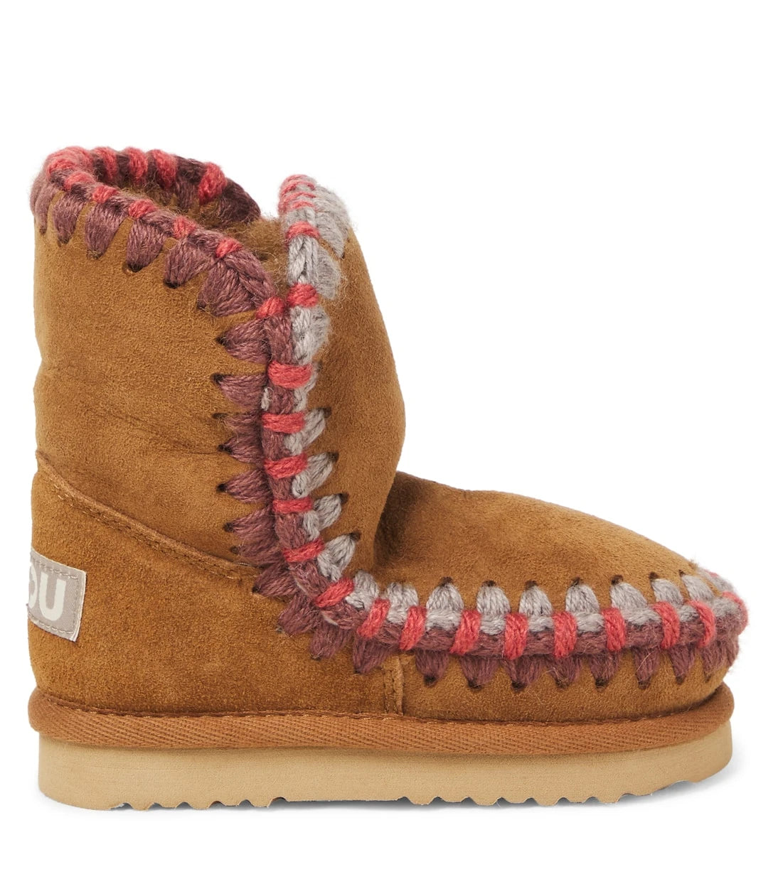 Mou Kids - Embroidered shearling-lined suede boots