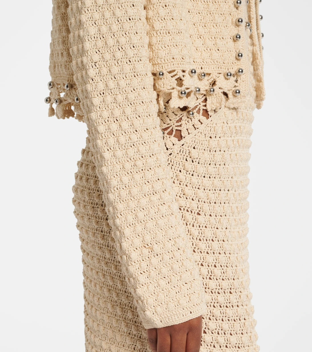 Rabanne - Embellished crochet cotton cardigan