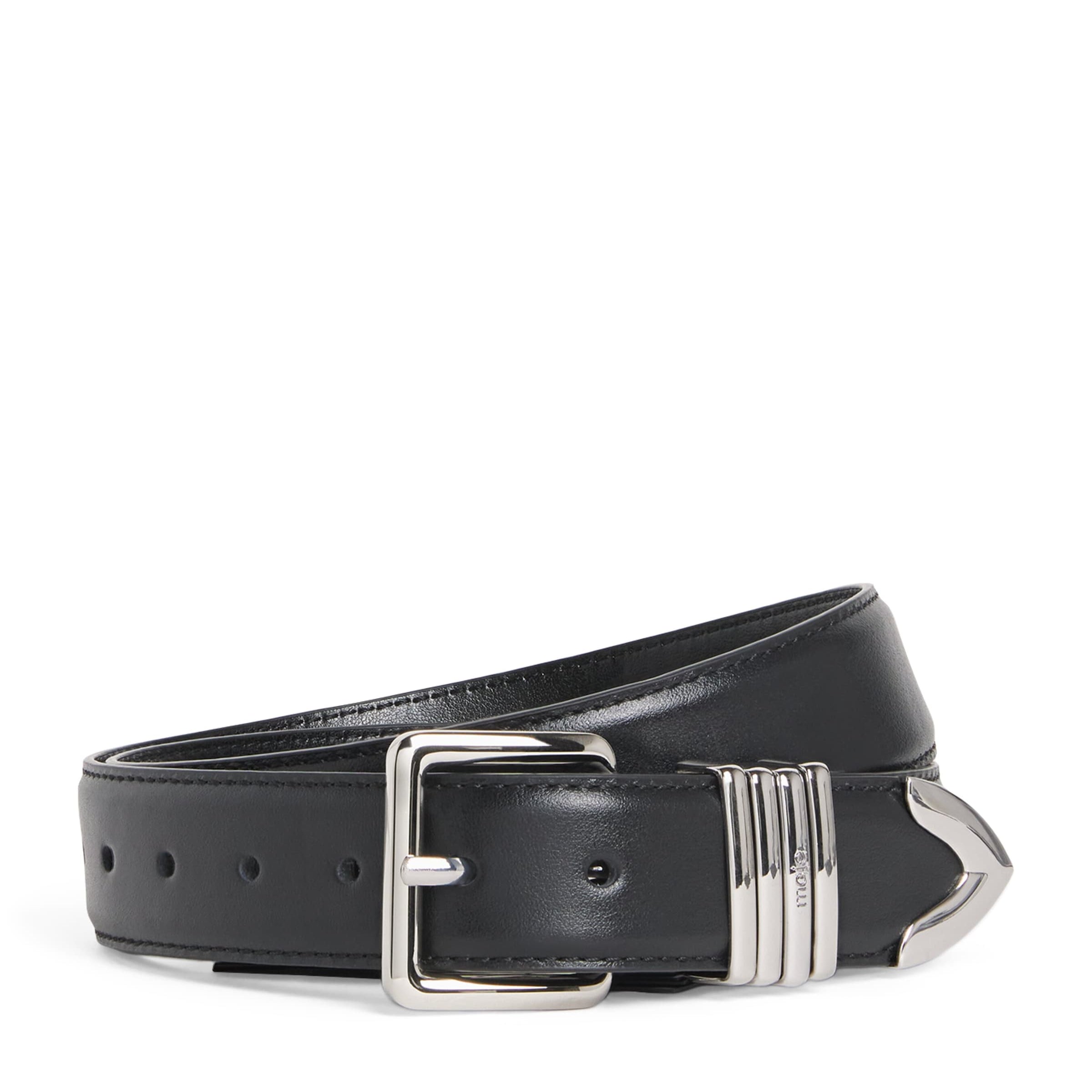 Maje Black Leather Multi-Ring Belt
