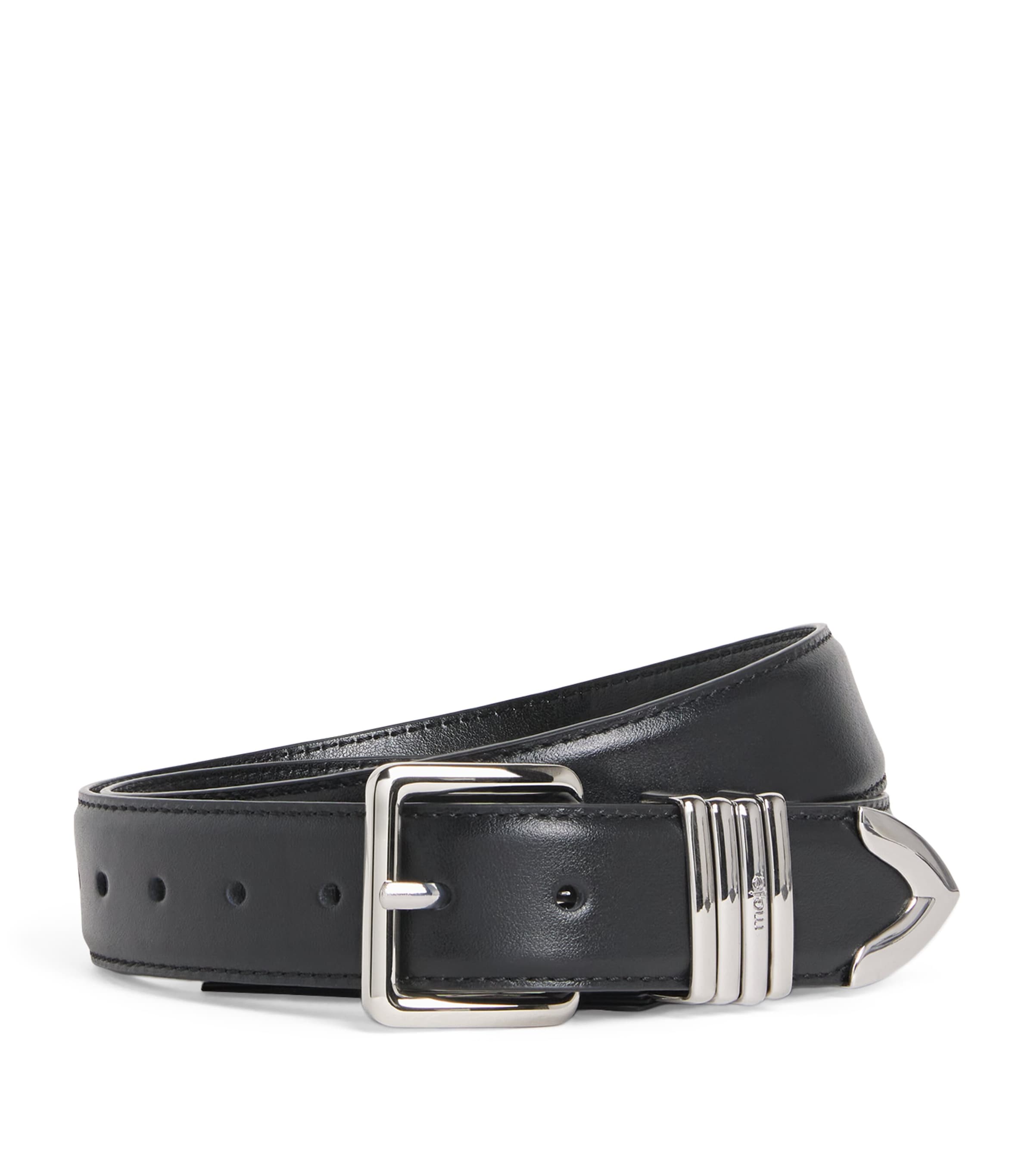 Maje Black Leather Multi-Ring Belt