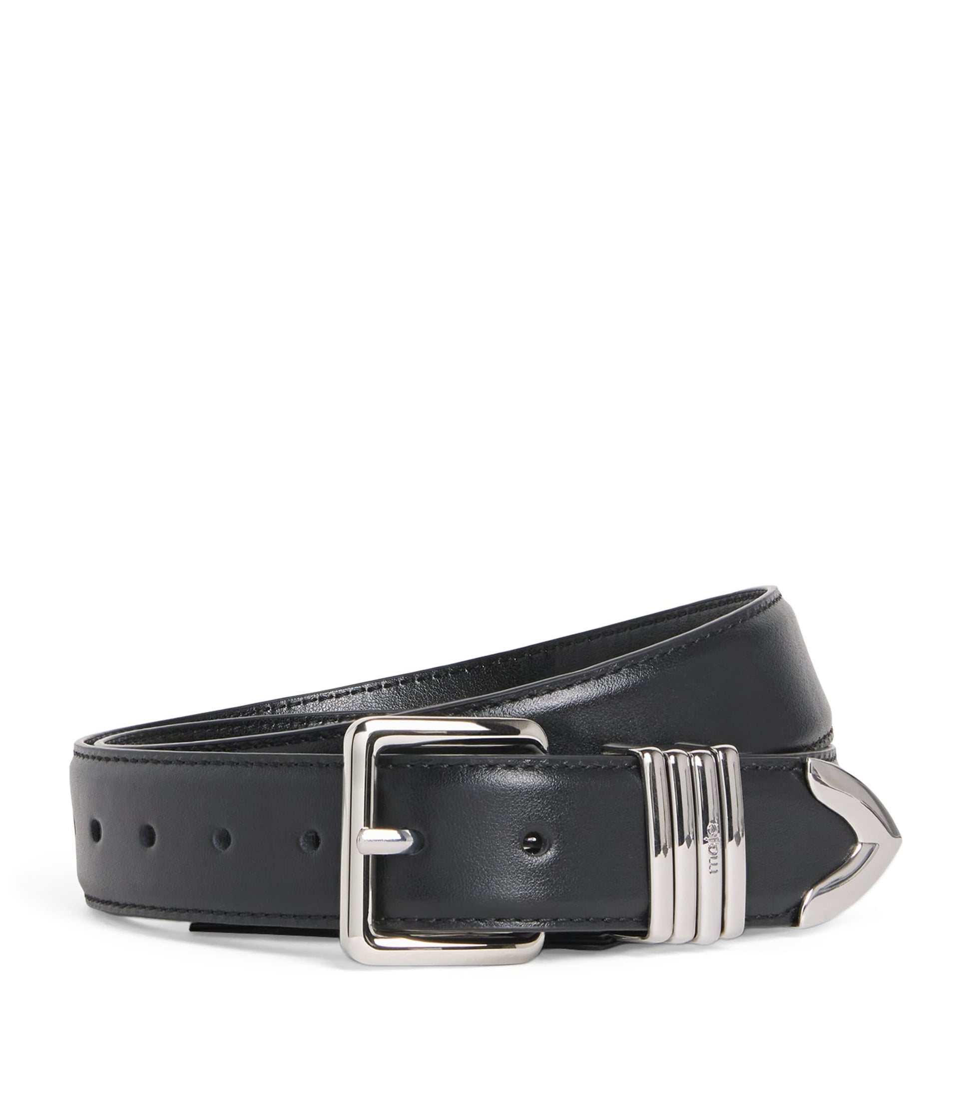Maje Black Leather Multi-Ring Belt