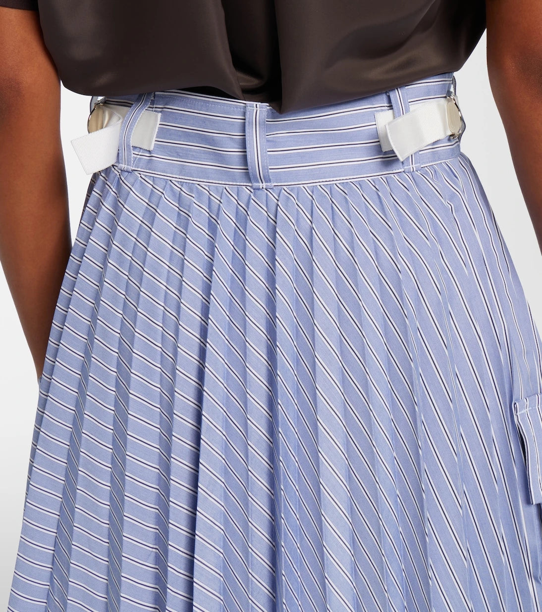 Sacai - Striped cotton-blend midi skirt