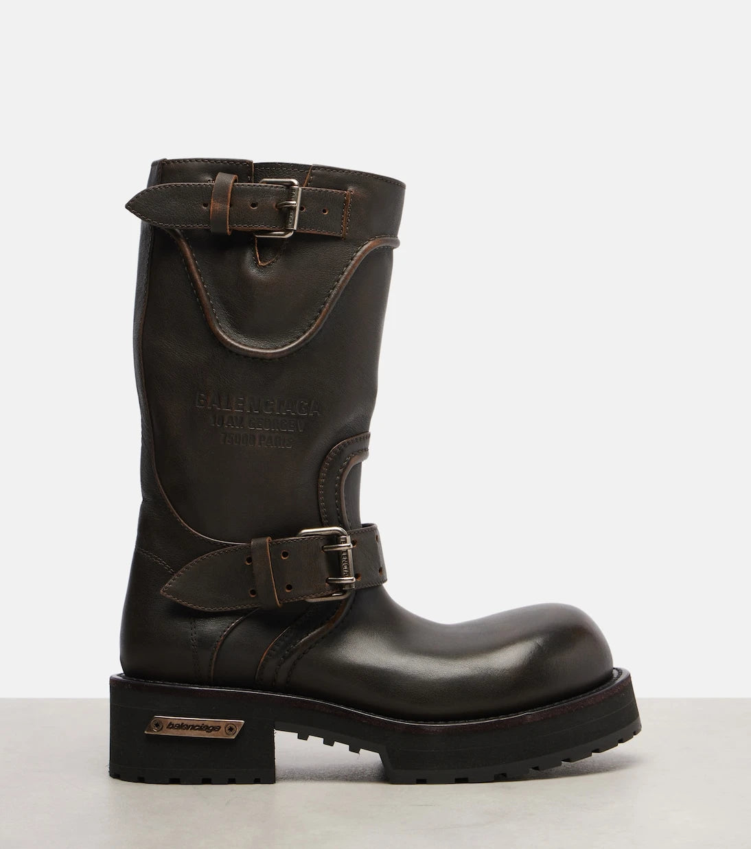 Balenciaga - Venom debossed leather boots