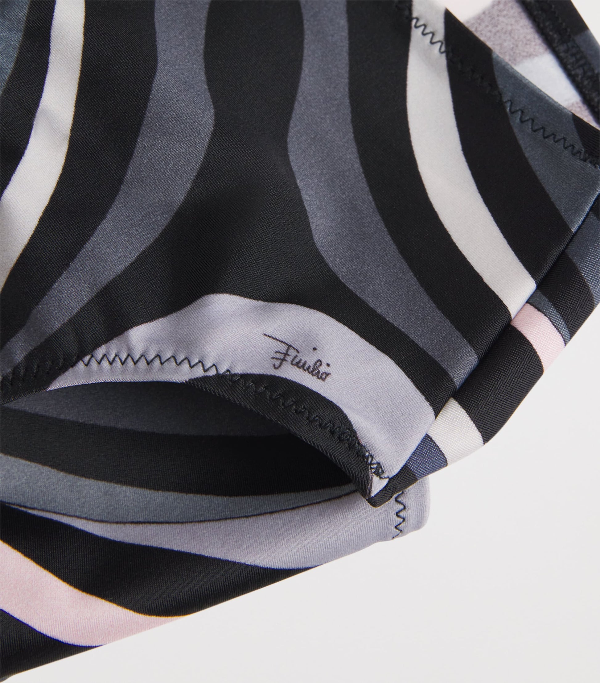 Black One-Shoulder Marmo Print Bikini Top