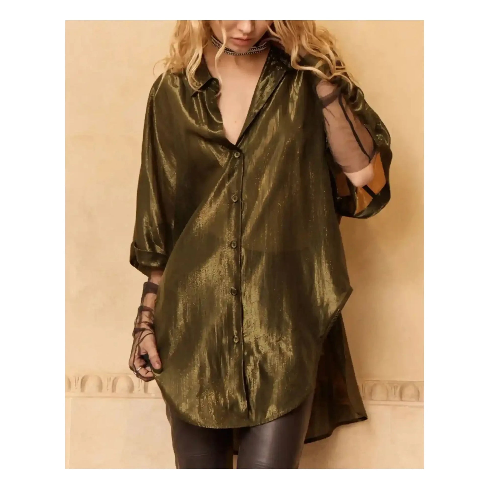 Mes Demoiselles - Light Metallic Blouse | Grey