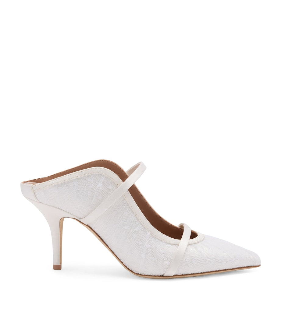 Malone Souliers White Tulle Maureen Heeled Mules 70