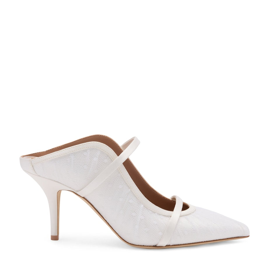 Malone Souliers White Tulle Maureen Heeled Mules 70
