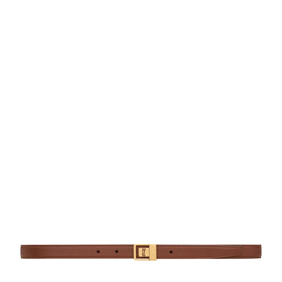 Beige Leather Fine Ceinture Boucle Belt